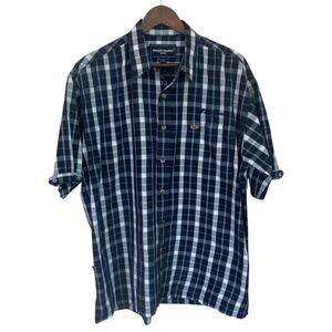 Phat Farm Navy and White Button Up Shirt - Large